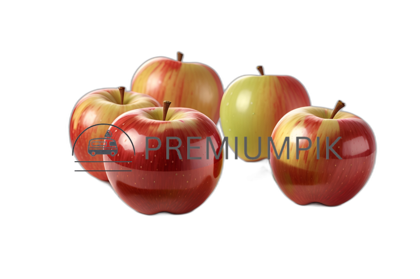 3d apples on transparent background