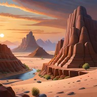 Stunning Desert Landscape at Sunrise